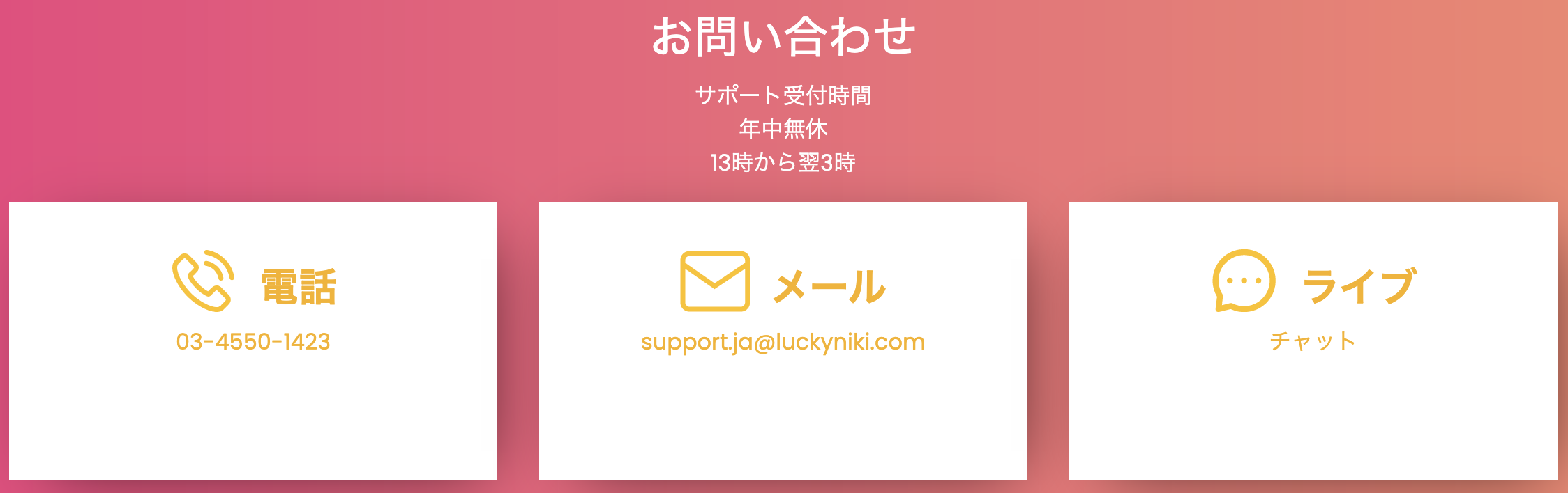ラッキーニッキー（LuckyNiki）のサポート対応