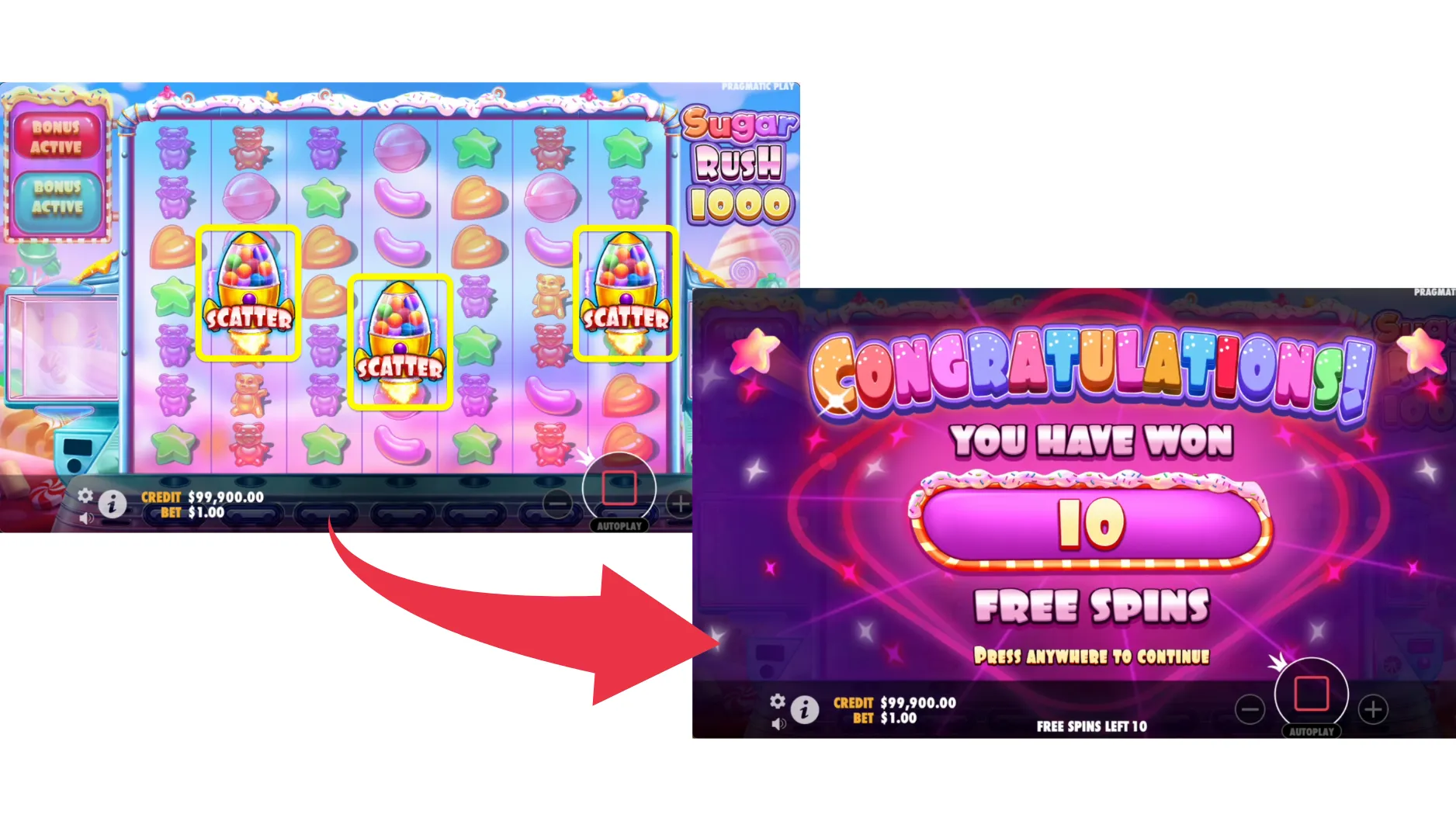 シュガー・ラッシュ・1000(Sugar Rush 1000)の基本的な流れ(ゲームフロー)