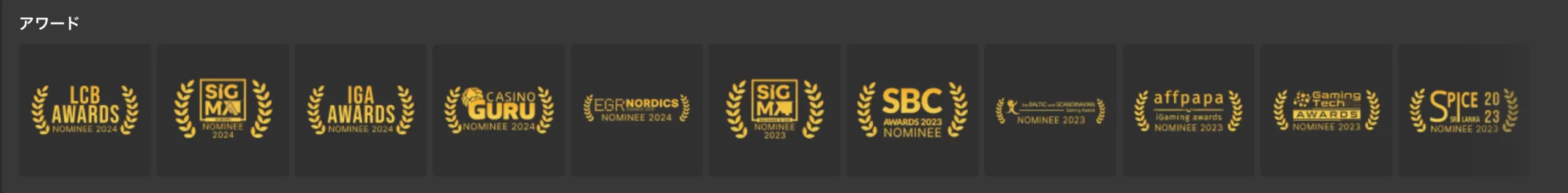 メガパリ(Megapari)数々の権威あるゲーミングアワードを受賞